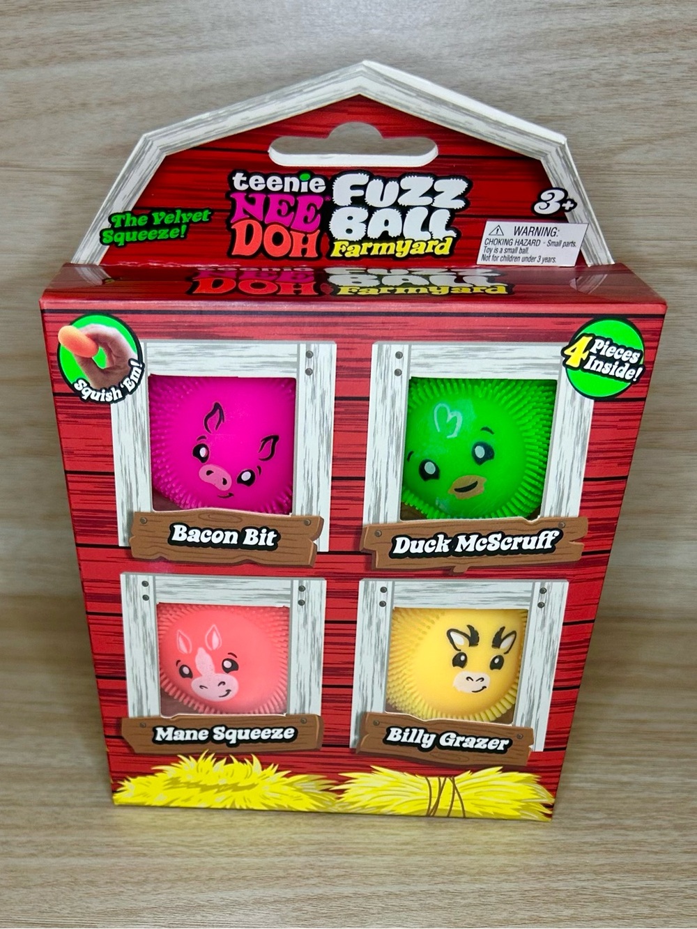 Teenie NEEDOH Farmyard Fuzz Balls - 4 Pack Needoh